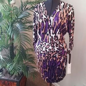 Hale Bob Jersey Animal Print Long Sleeve Dress-NWT